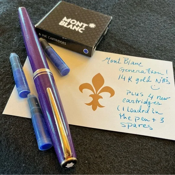 MONT BLANC VINTAGE GENERATION CARTRIDGE FOUNTAIN PEN 14K NIB w/ 4 NEW CARTRIDGES - Picture 3 of 11